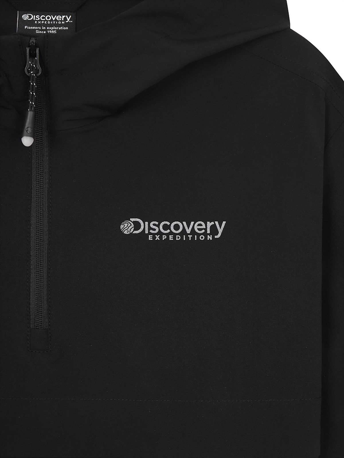 디스커버리 키즈(DISCOVERY KIDS) 키즈 프레시벤트 경량 우븐 후드 트레이닝 반팔 아노락 (BLACK)