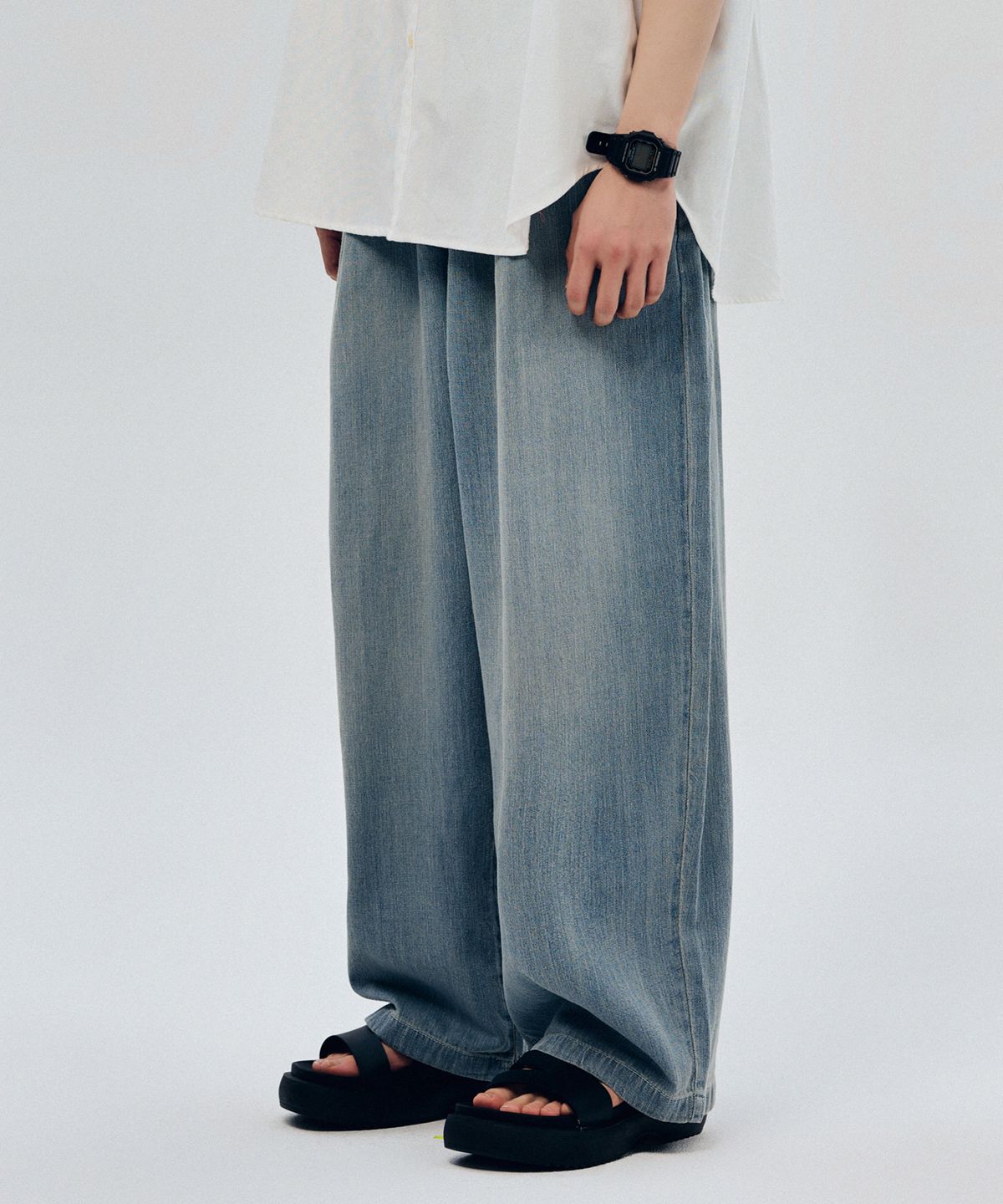 리플라이퍼키(REFLYPERKY) LX8520 린넨라이크 이지밴딩 릴렉스데님 (Aqua grayish)