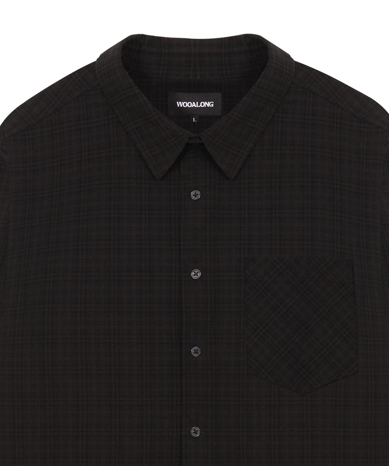 [WOOALONG]★25SS★韓国人気★Tone-on-Tone Check shirt MUSINSA | WOOALONG Tone-on-Tone Check shirt - BLACK