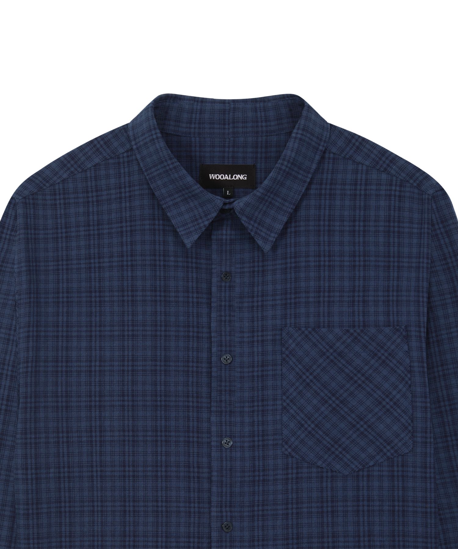 [WOOALONG]★25SS★韓国人気★Tone-on-Tone Check shirt MUSINSA | WOOALONG Tone-on-Tone Check shirt - NAVY