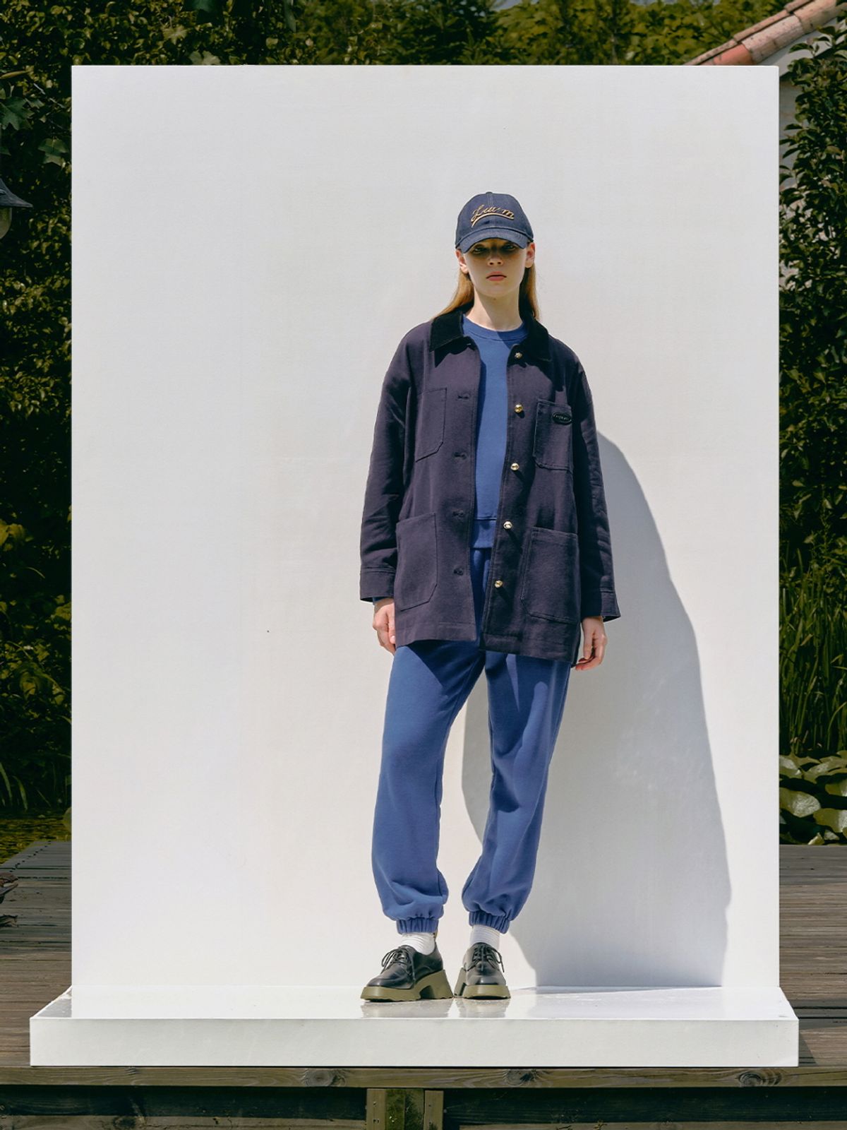 엘유브이엠(LUVM) SUEDE COLLAR MIDI JACKET_NAVY