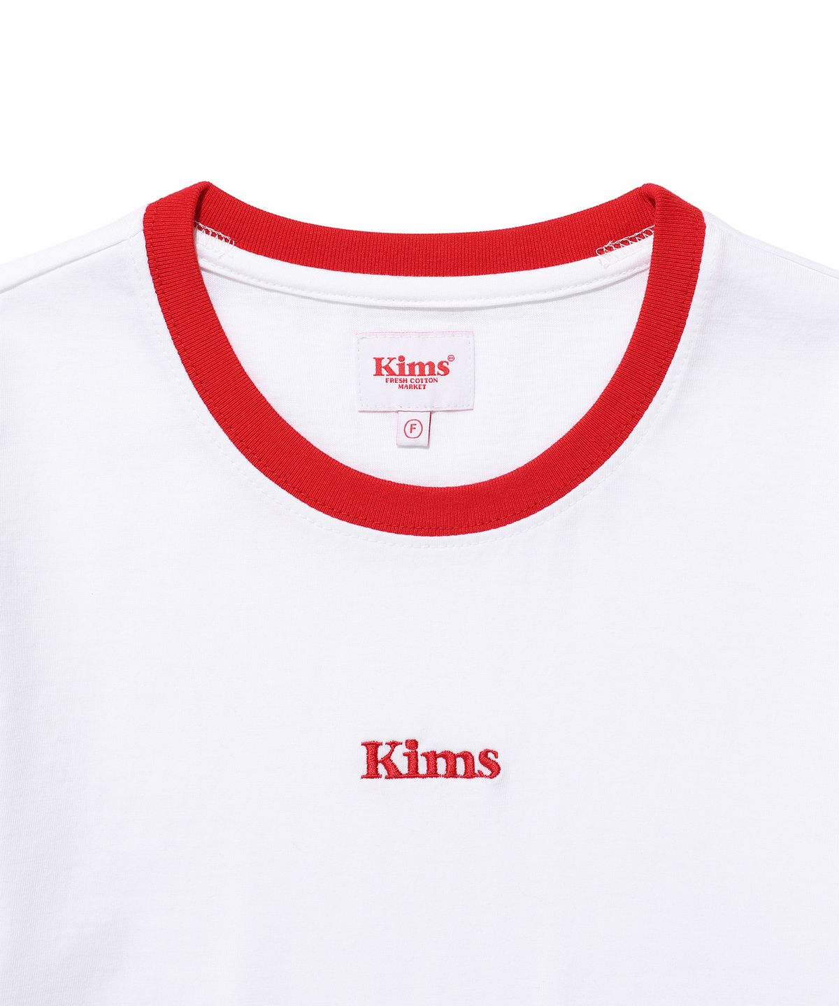 킴스 프레시 코튼 마켓(KIMS FRESH COTTON MARKET) (Unisex) Kims Logo Ringer Tee White(red)