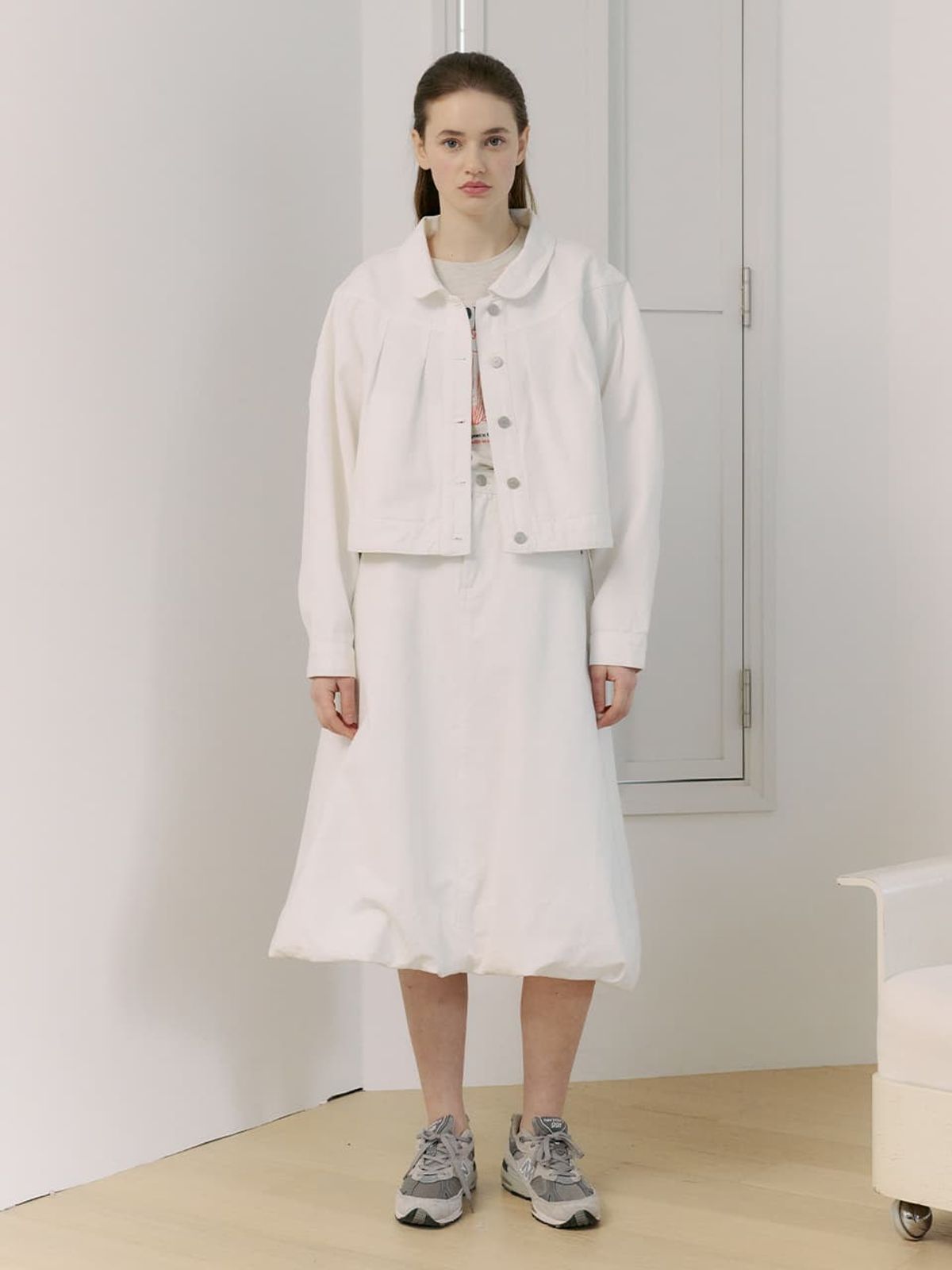 오더먼트 바이 보카바카(OTHEMENT BY VOCAVACA) [SET] Pin tuck Denim Jacket & Ballon Denim Skirt_2color