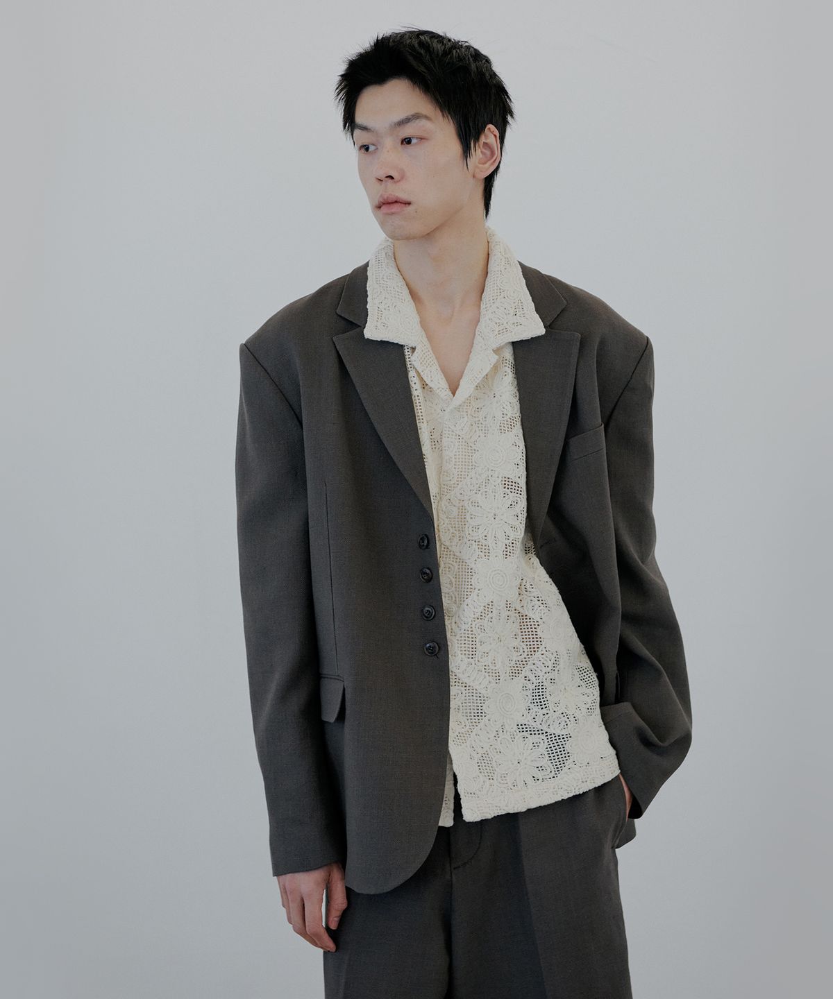 누아클레(NUAKLE) (m) 린넨 자켓_카키 브라운