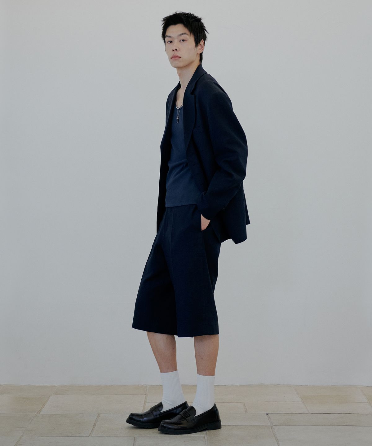 누아클레(NUAKLE) (m) 린넨 자켓_네이비