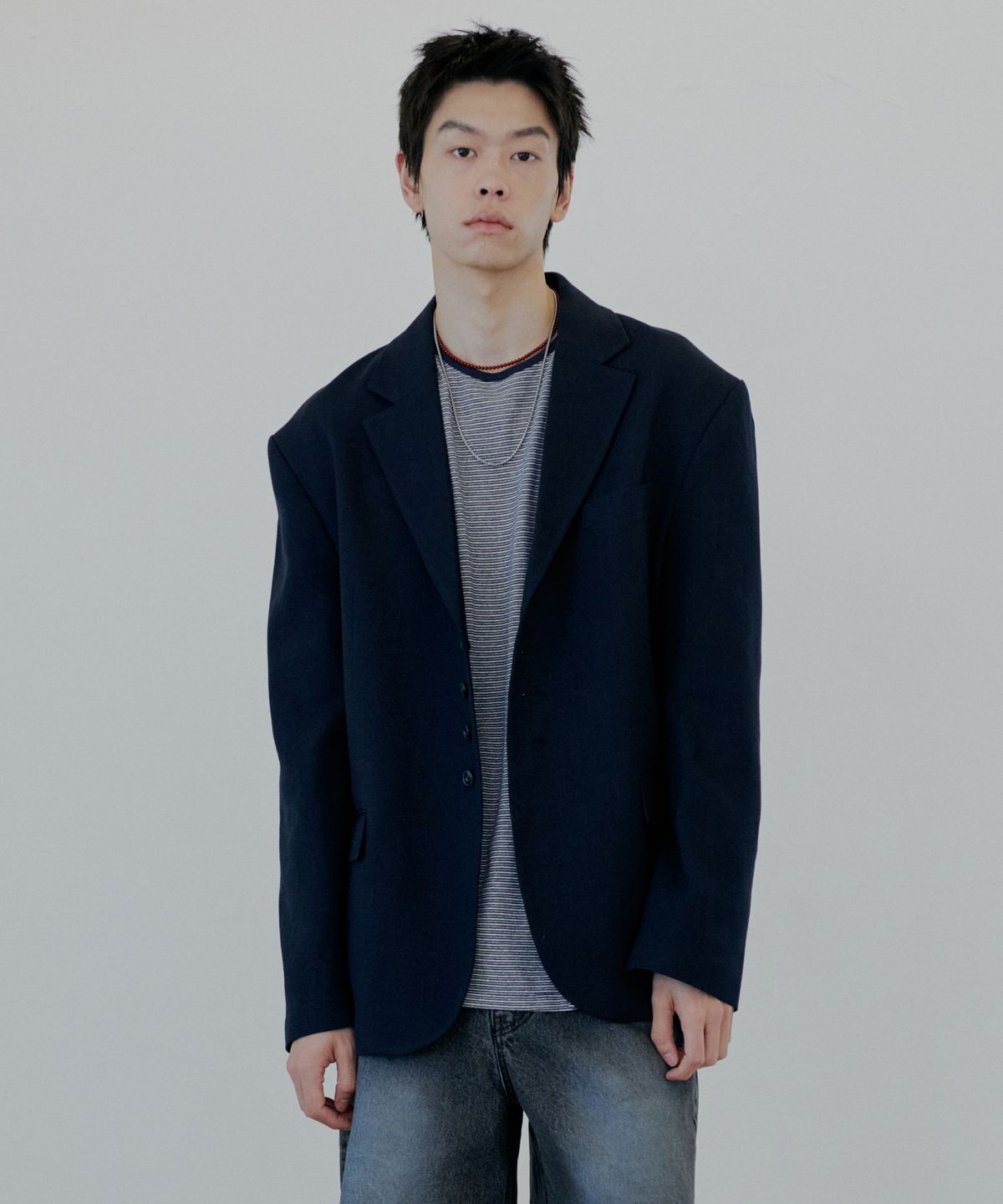 누아클레(NUAKLE) (m) 린넨 자켓_네이비