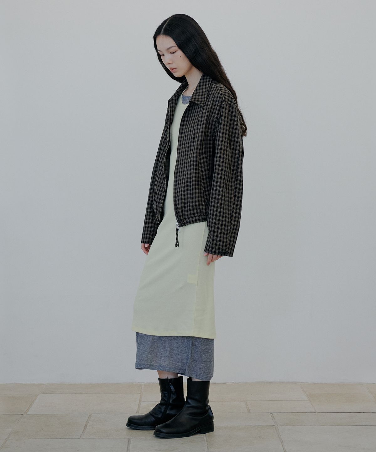 누아클레(NUAKLE) 체크 블루종_블랙