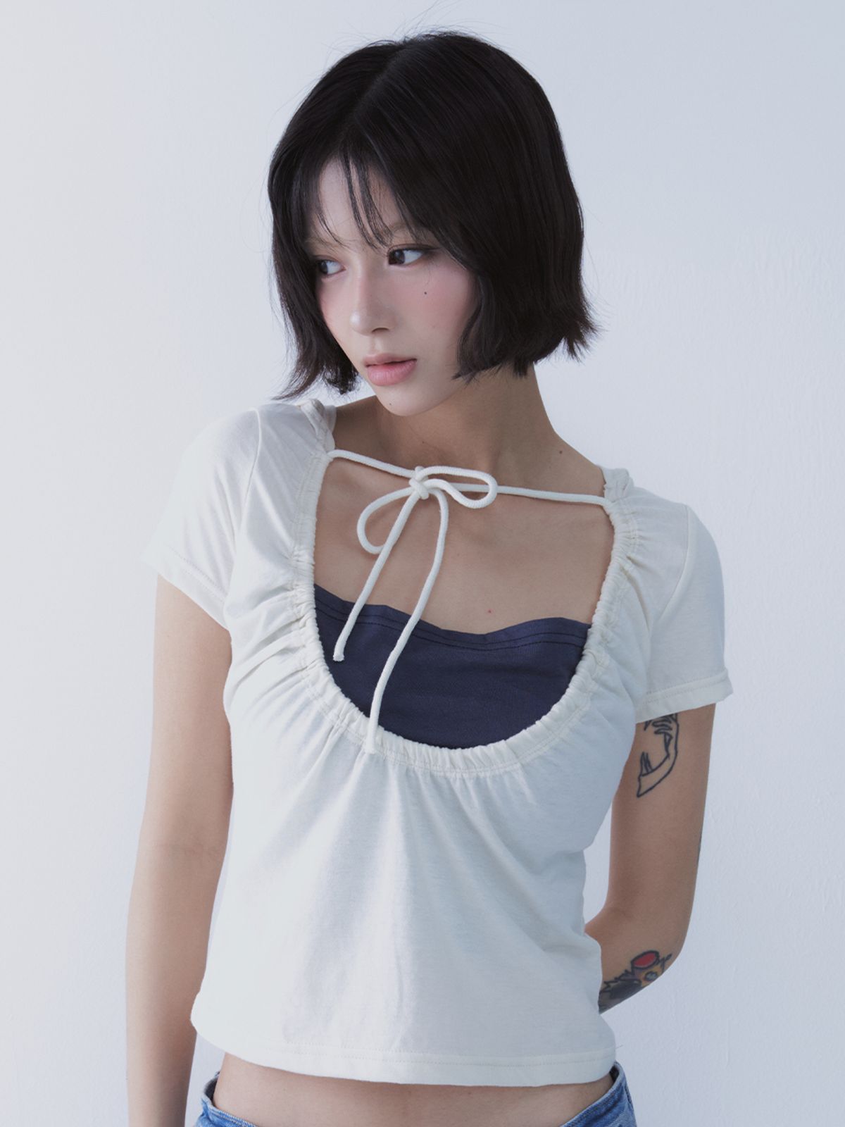 쎄쎄쎄(SETSETSET) LUNA VEIL HOODIE T-SHIRTS IVORY