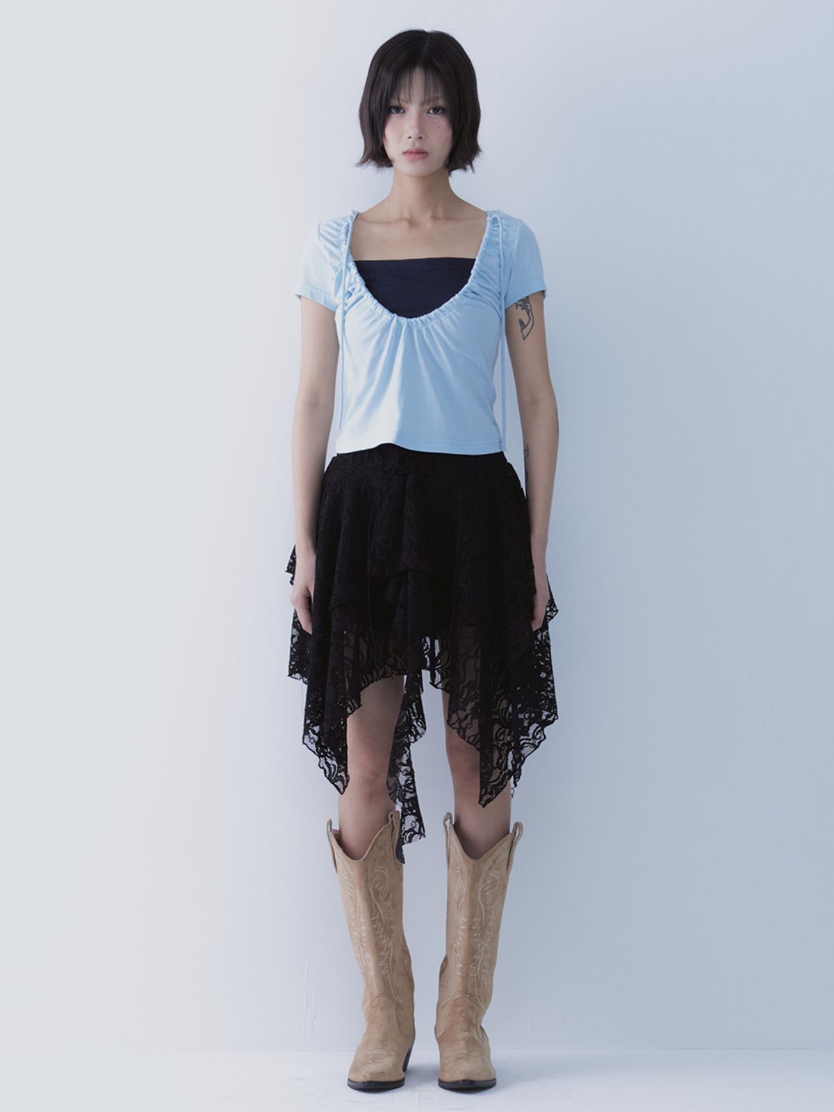 쎄쎄쎄(SETSETSET) LUNA VEIL HOODIE T-SHIRTS BLUE