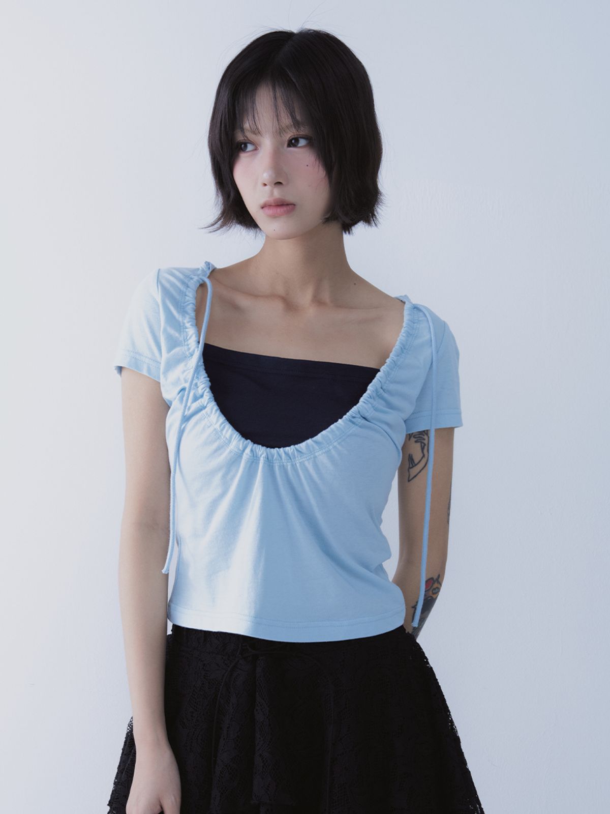 쎄쎄쎄(SETSETSET) LUNA VEIL HOODIE T-SHIRTS BLUE