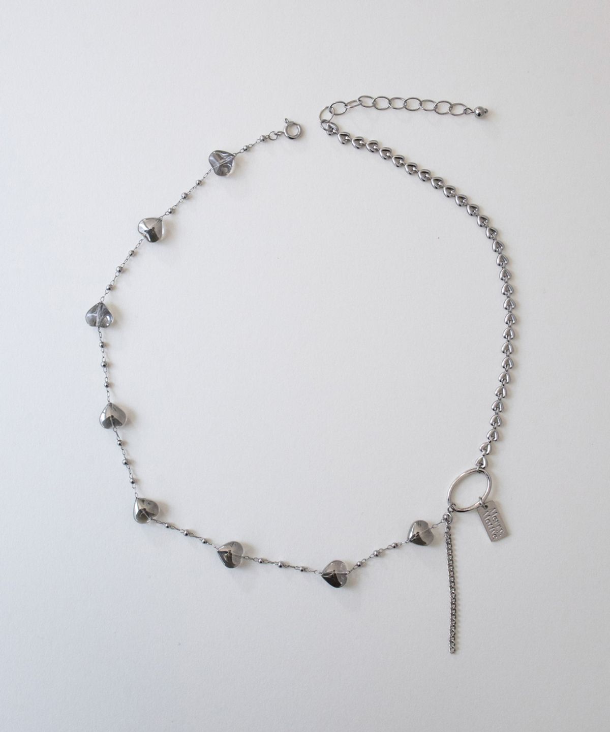 메리모티브(MERRYMOTIVE) Heart glass with mix chain necklace