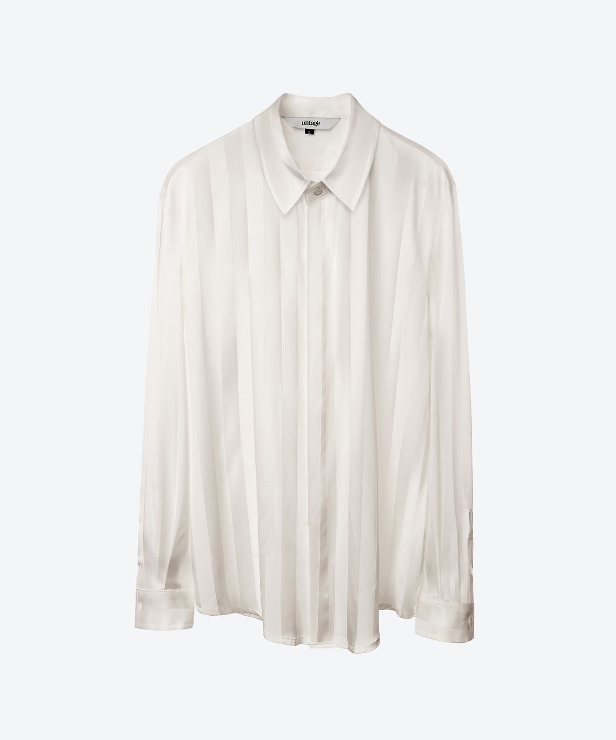언티지(UNTAGE) 실크 자가드 스트라이프 셔츠[White(UNISEX)]_UTS-FS35