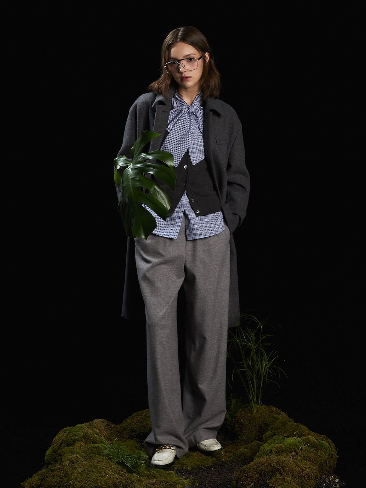 엘유브이엠(LUVM) BANDED WAIST WIDE PANTS_MELANGE GRAY