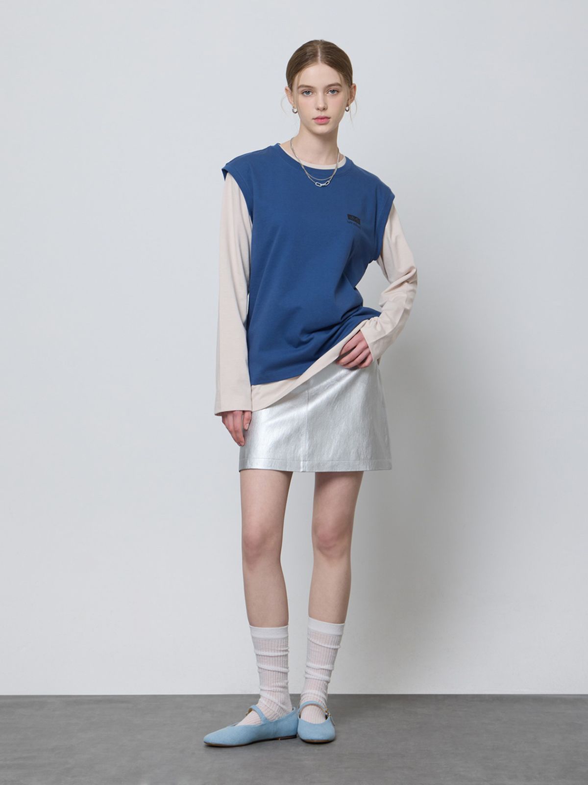 엘유브이엠(LUVM) SOFT RAYERED LONG T-SHIRT_BLUE
