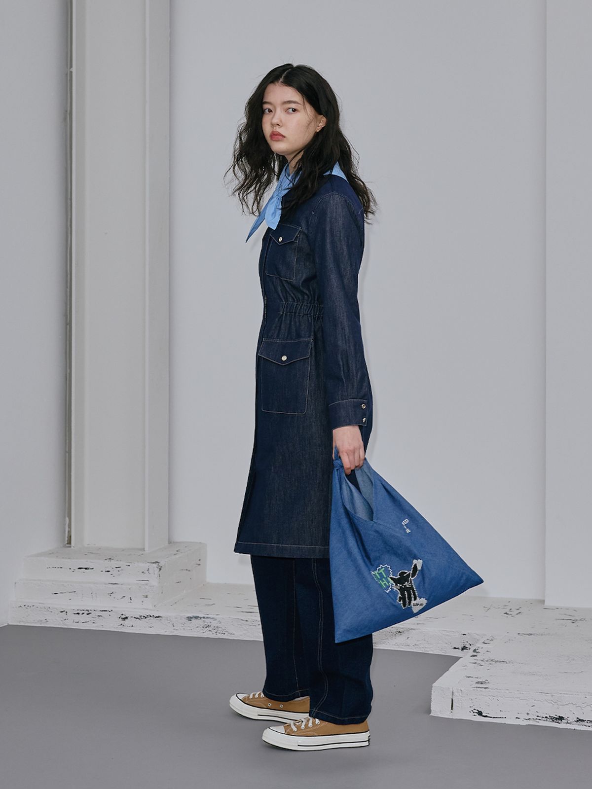 엘유브이엠(LUVM) DENIM FLAP DRESS_NAVY