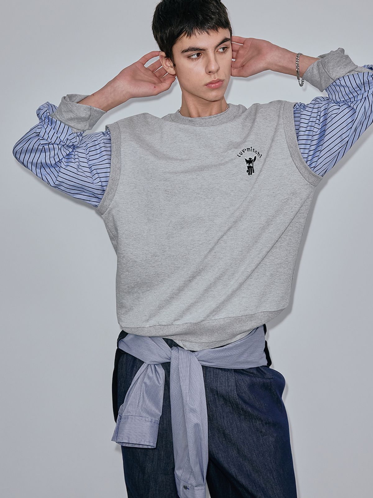 엘유브이엠(LUVM) LAYERED SWEATSHIRTS_MELANGE GRAY