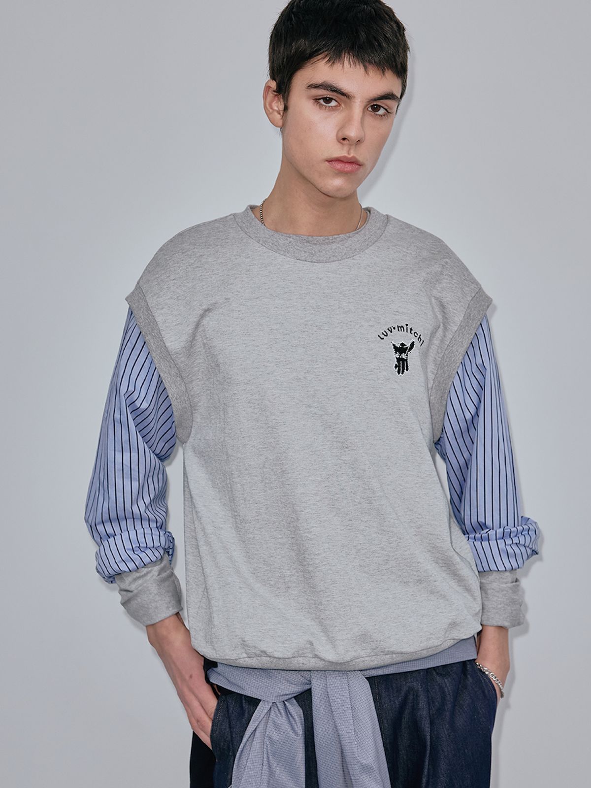 엘유브이엠(LUVM) LAYERED SWEATSHIRTS_MELANGE GRAY