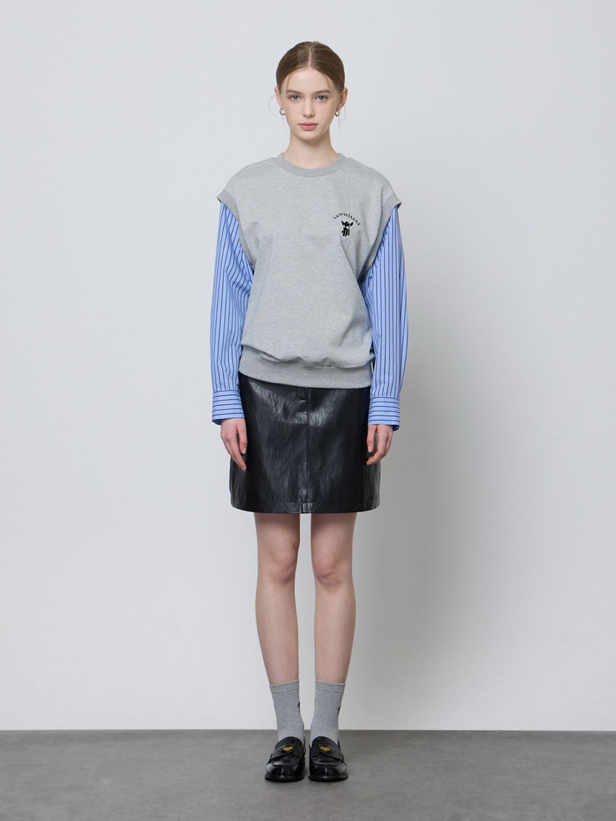 엘유브이엠(LUVM) LAYERED SWEATSHIRTS_MELANGE GRAY