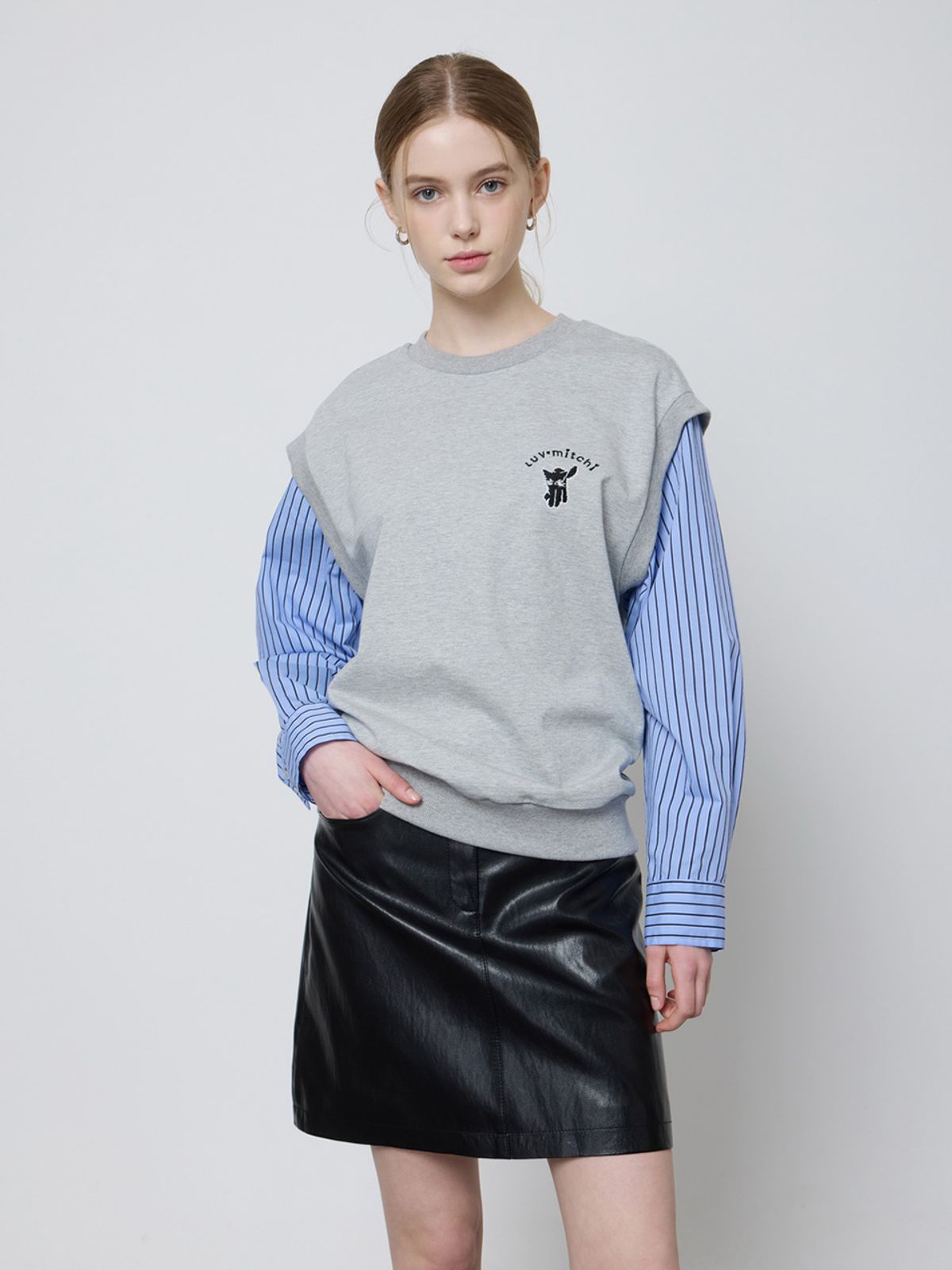 엘유브이엠(LUVM) LAYERED SWEATSHIRTS_MELANGE GRAY