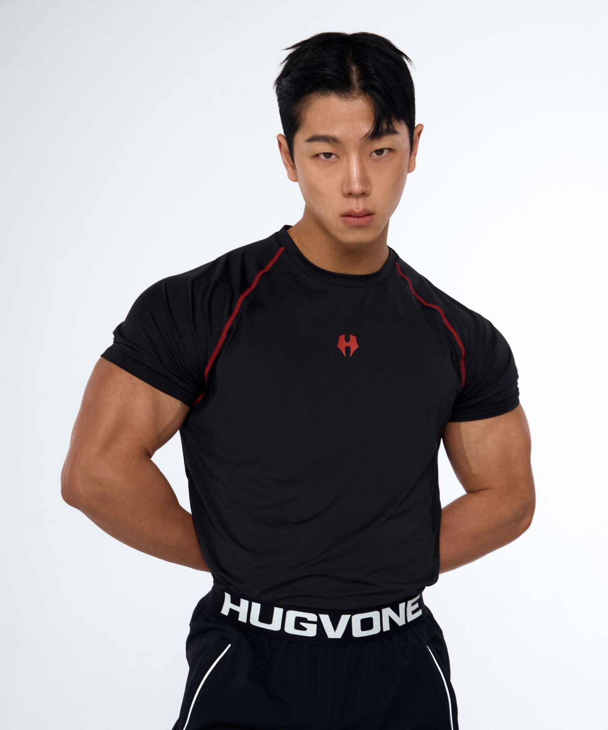 허그본(HUGVONE) 심볼 레글런 머슬핏 숏슬리브 2컬러
