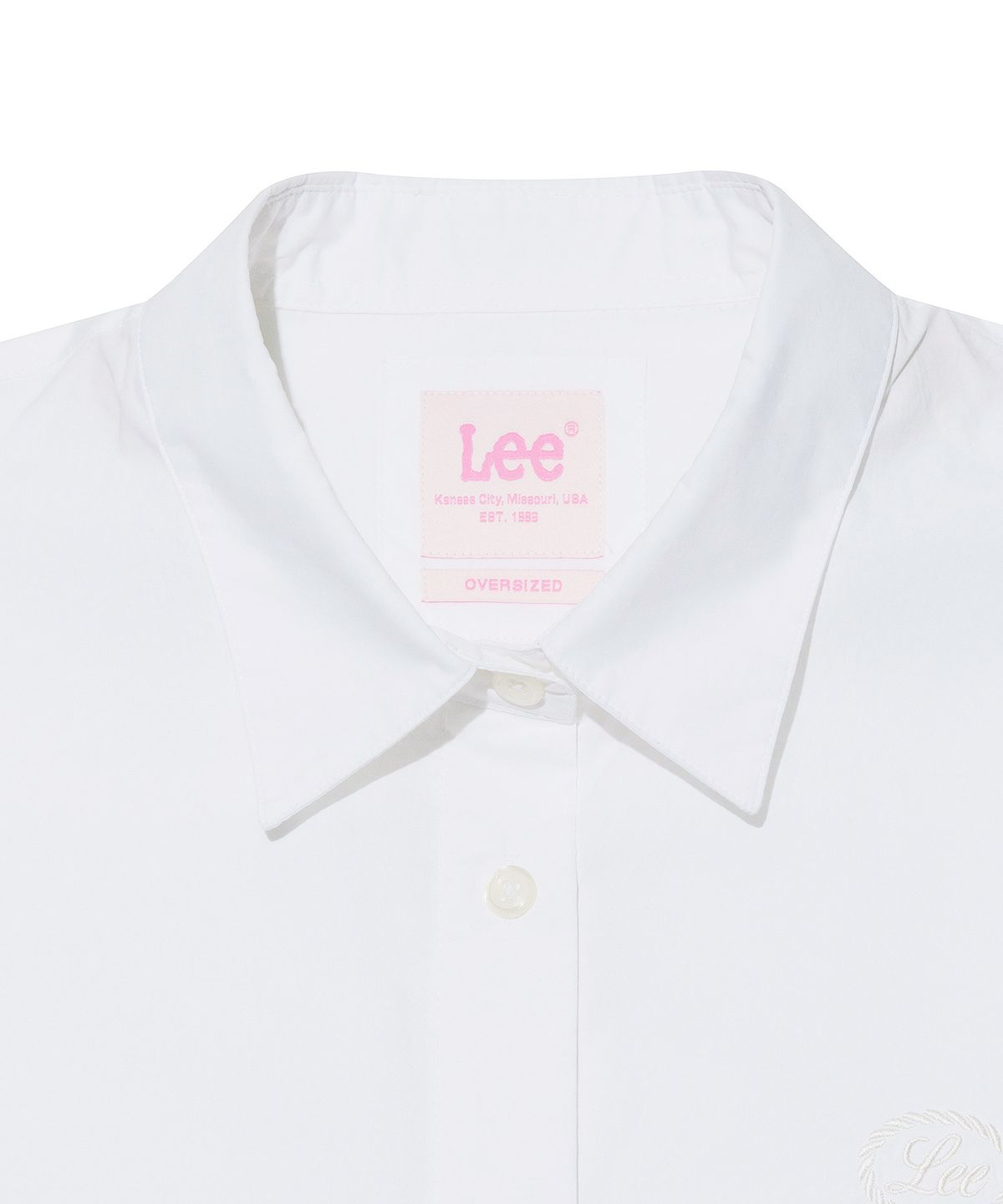 리(LEE) 우먼 유니온 로고 크롭 반팔 셔츠 화이트