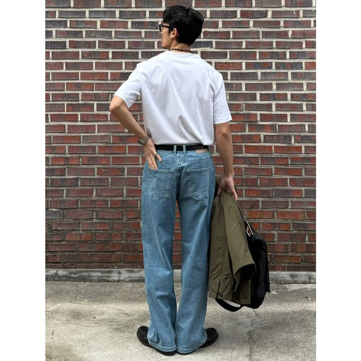 시프트지(SHIFT.G) Washed Wide Denim Pants  Blue