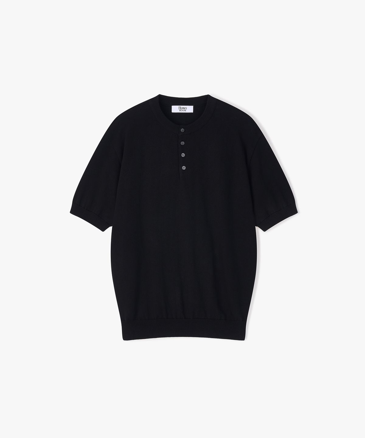 플로즈룸(FLAWSROOM) Henleyneck Cotton Knit BLACK