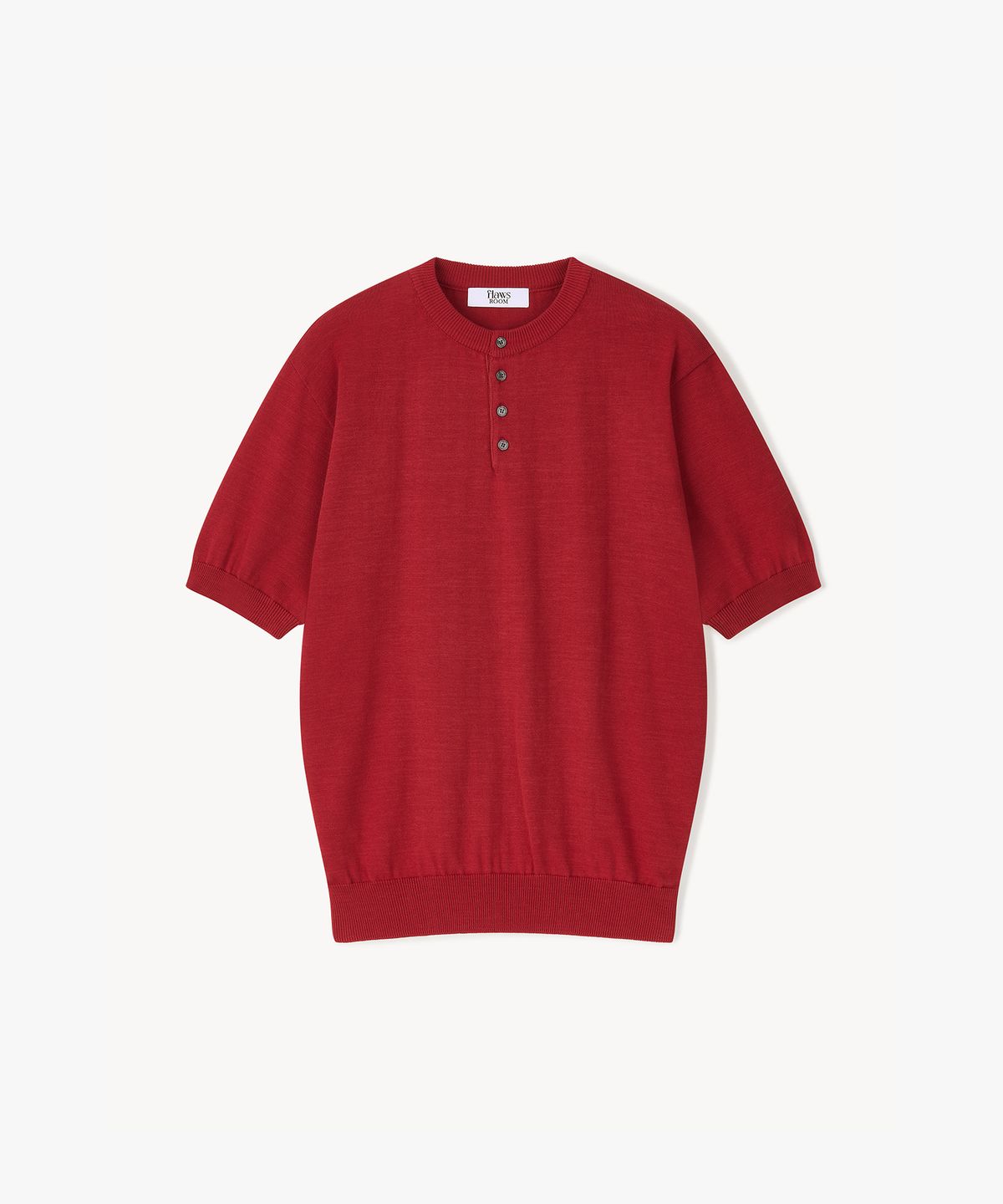 플로즈룸(FLAWSROOM) Henleyneck Cotton Knit RED