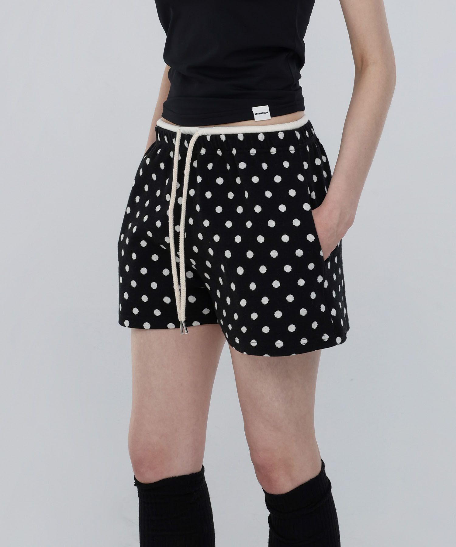 sheller シェリエ ネイビー・ホワイトドット ハーフパンツ SHORT PANTS
