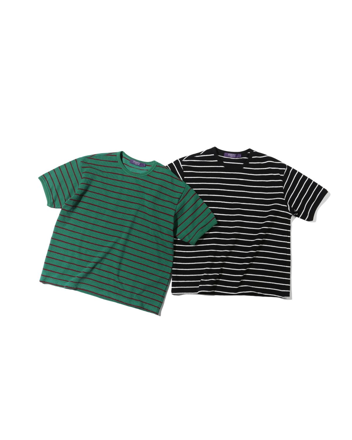 비슬로우(BESLOW) SLIM FIT STRIPE T-SHIRTS BLACK