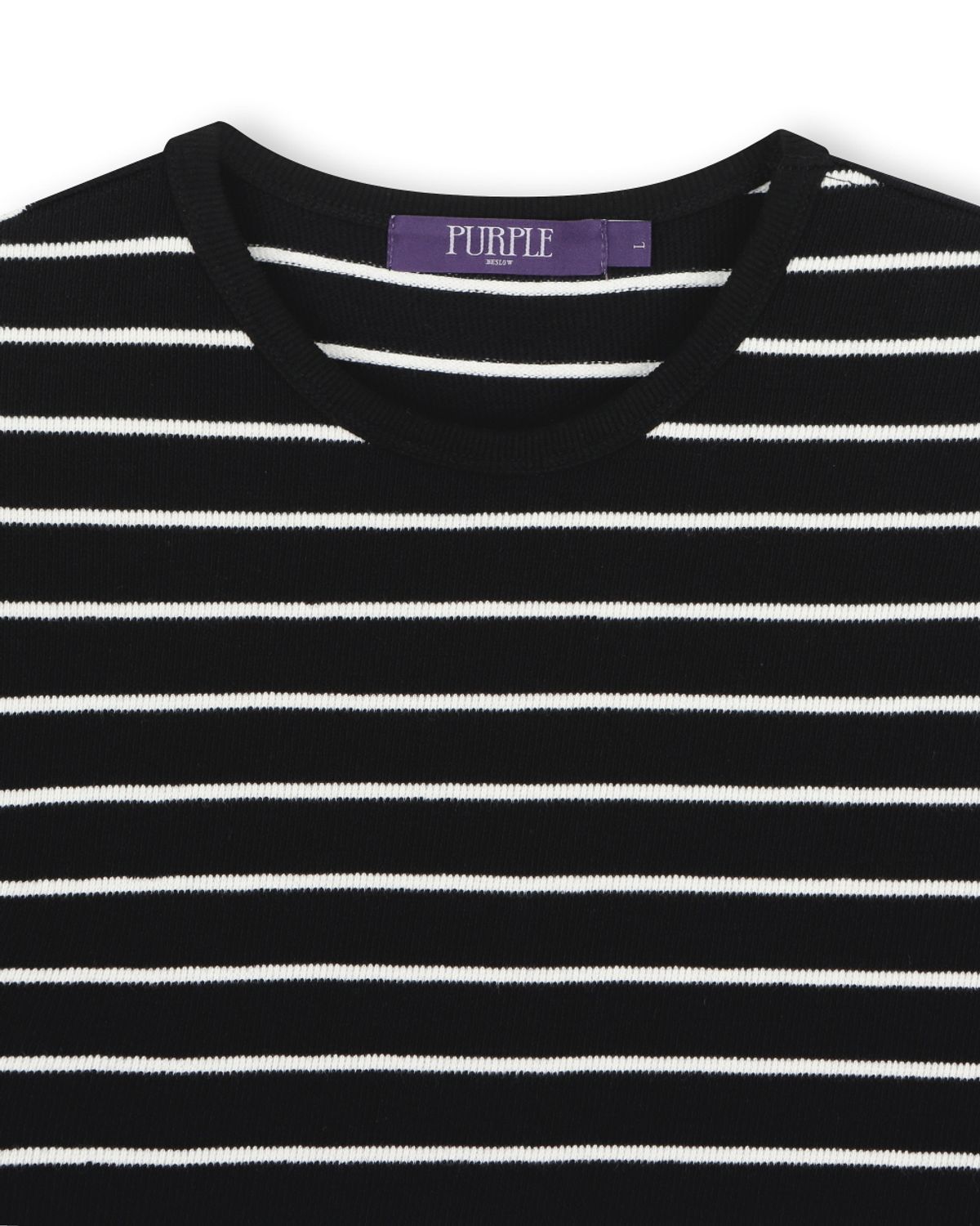비슬로우(BESLOW) SLIM FIT STRIPE T-SHIRTS BLACK