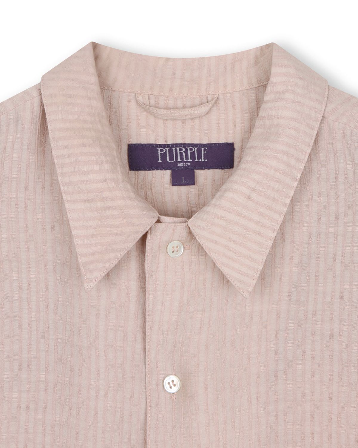 비슬로우(BESLOW) CRINKLE TEXTURE HALF SHIRTS PINK