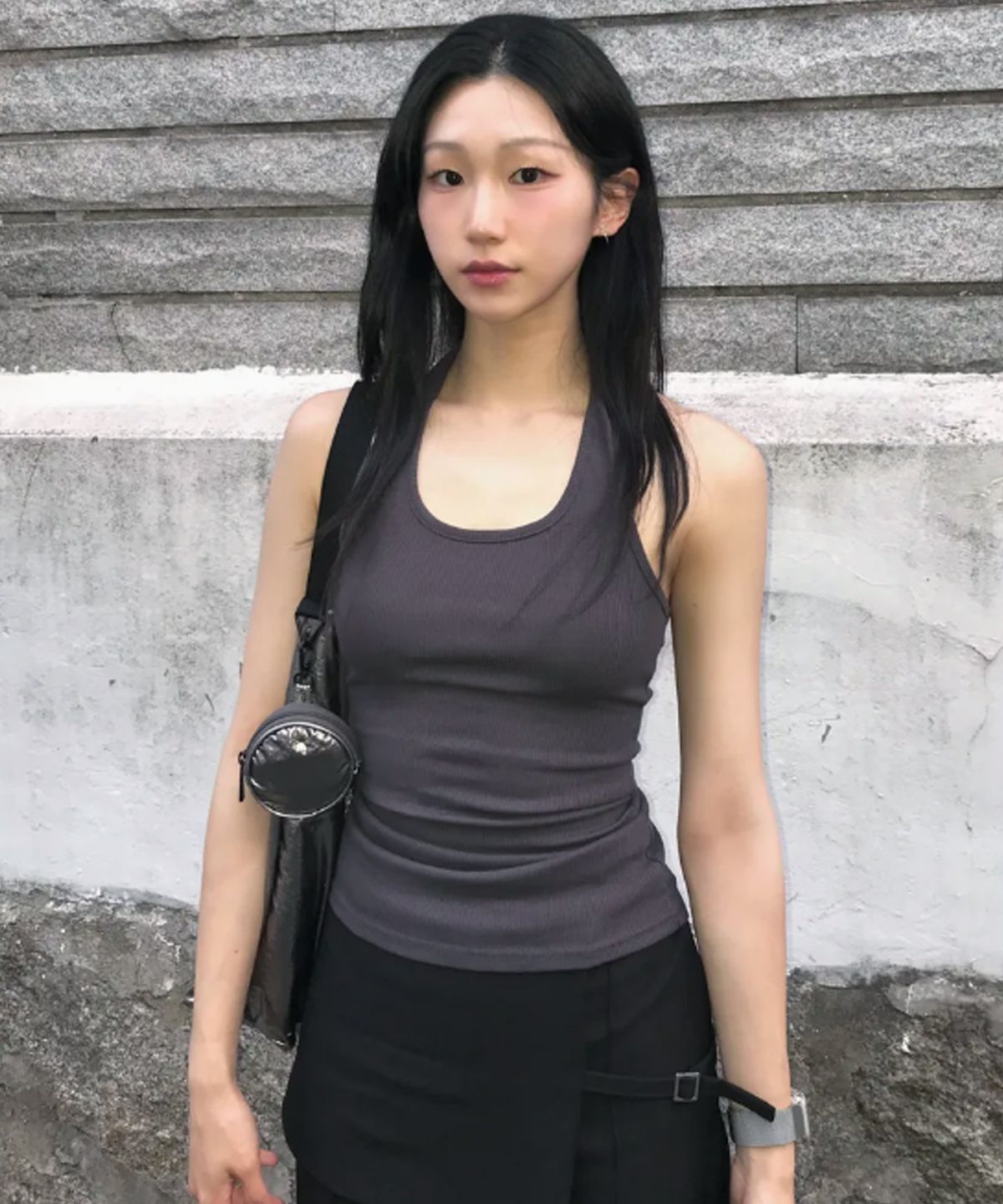 칙스(CHICKS) 스탠다드 골지 홀터넥 차콜