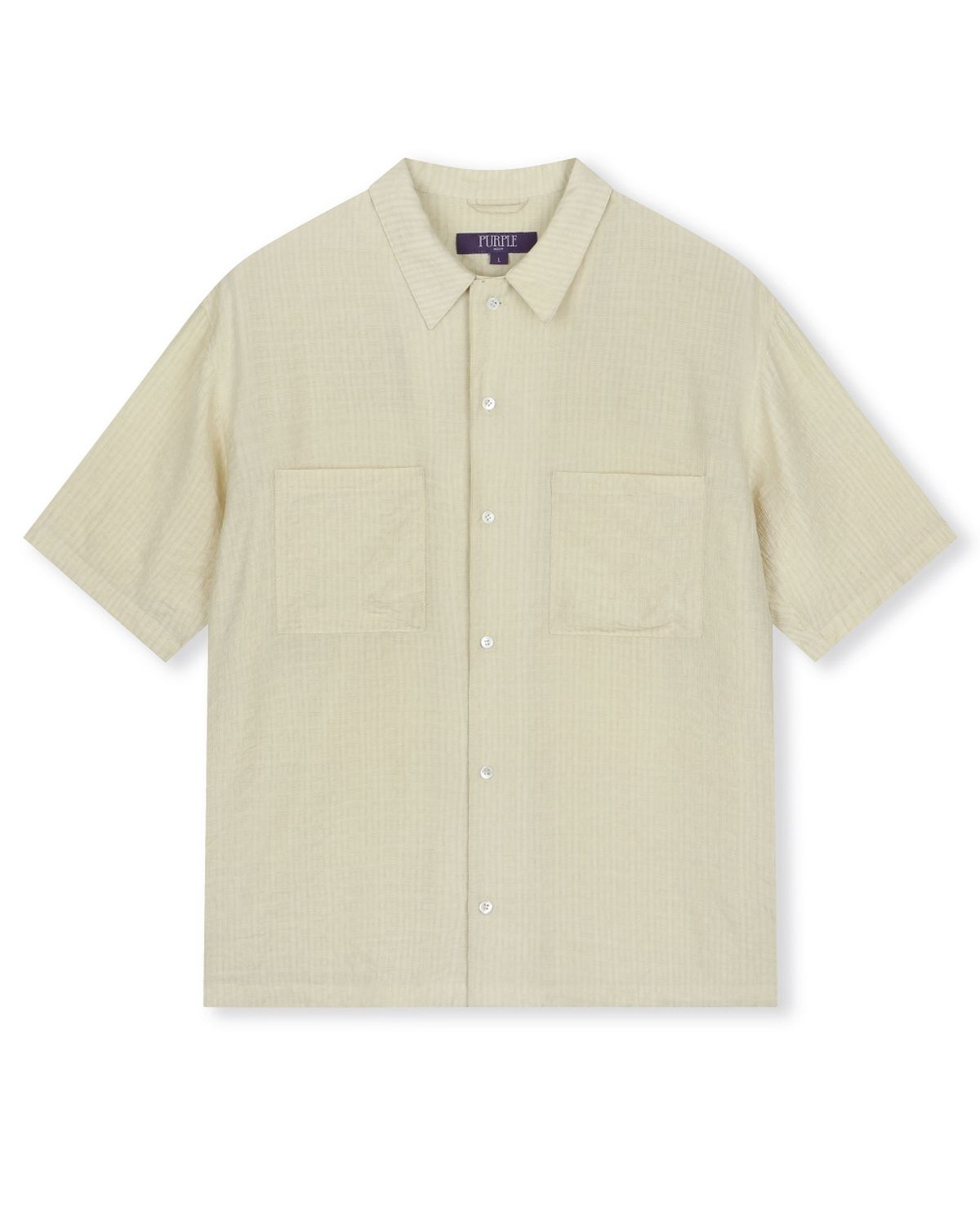 비슬로우(BESLOW) CRINKLE TEXTURE HALF SHIRTS LIGHT BEIGE