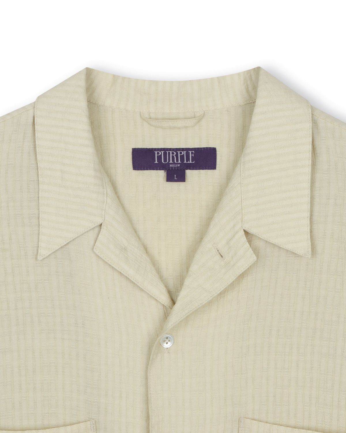 비슬로우(BESLOW) CRINKLE TEXTURE HALF SHIRTS LIGHT BEIGE