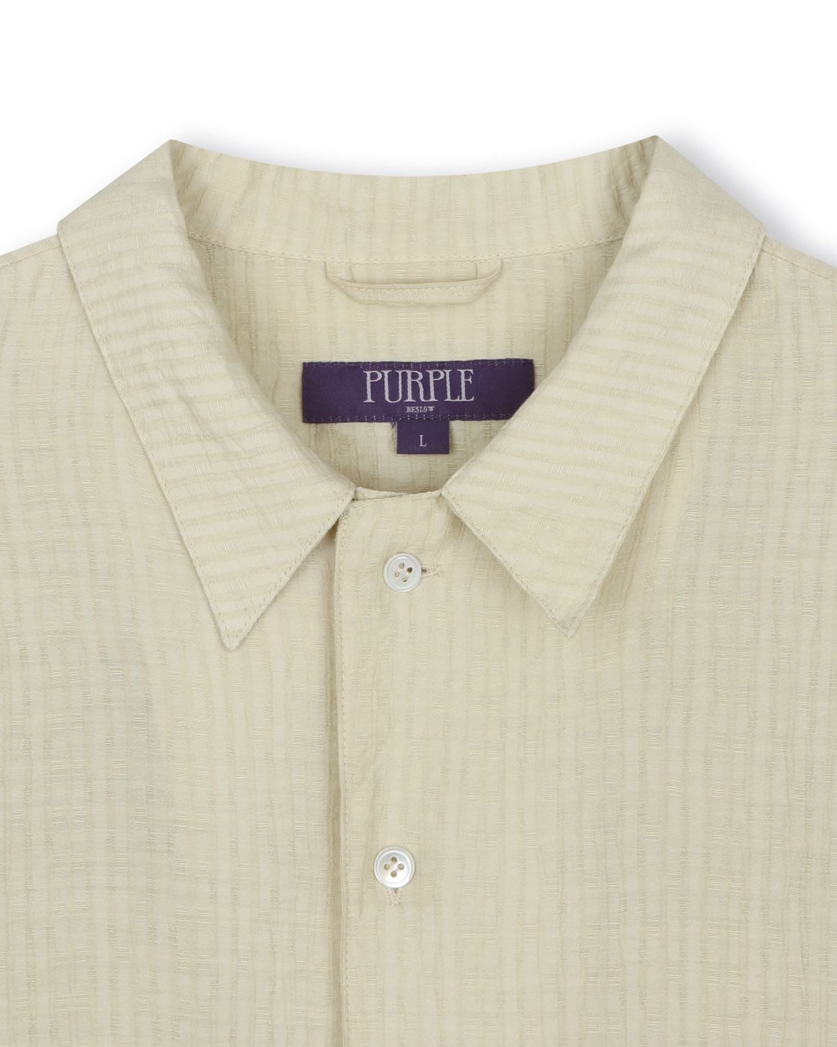 비슬로우(BESLOW) CRINKLE TEXTURE HALF SHIRTS LIGHT BEIGE