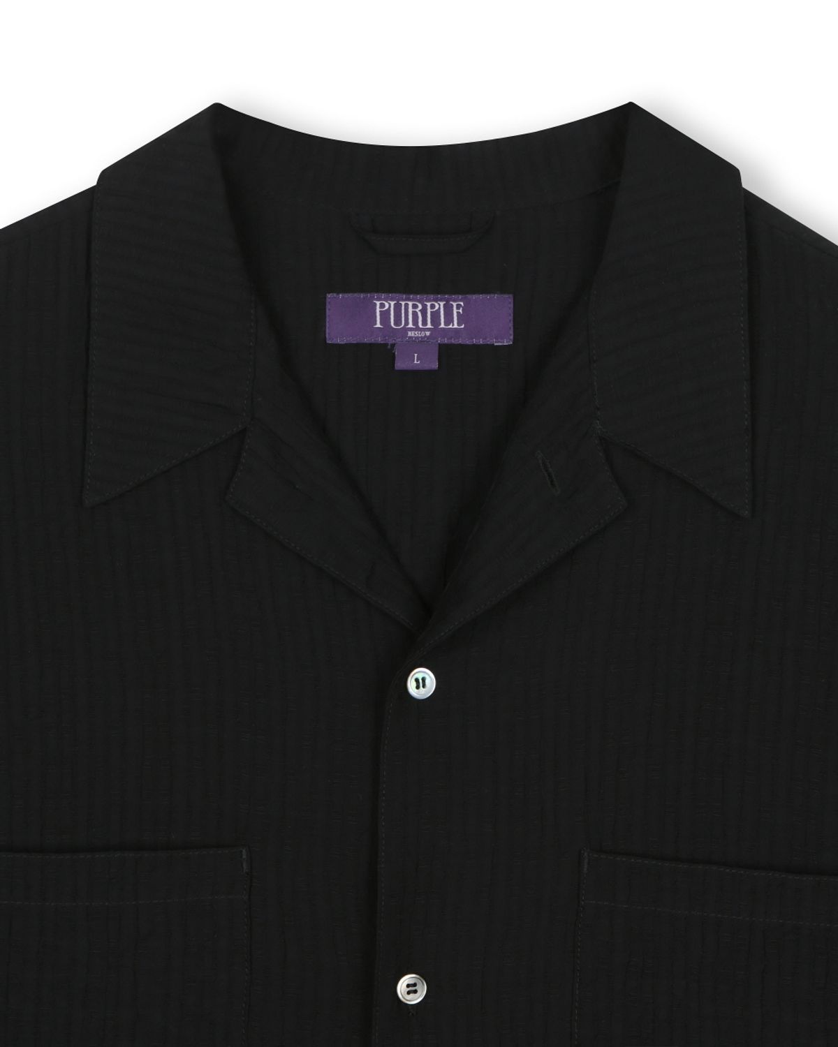비슬로우(BESLOW) CRINKLE TEXTURE HALF SHIRTS BLACK