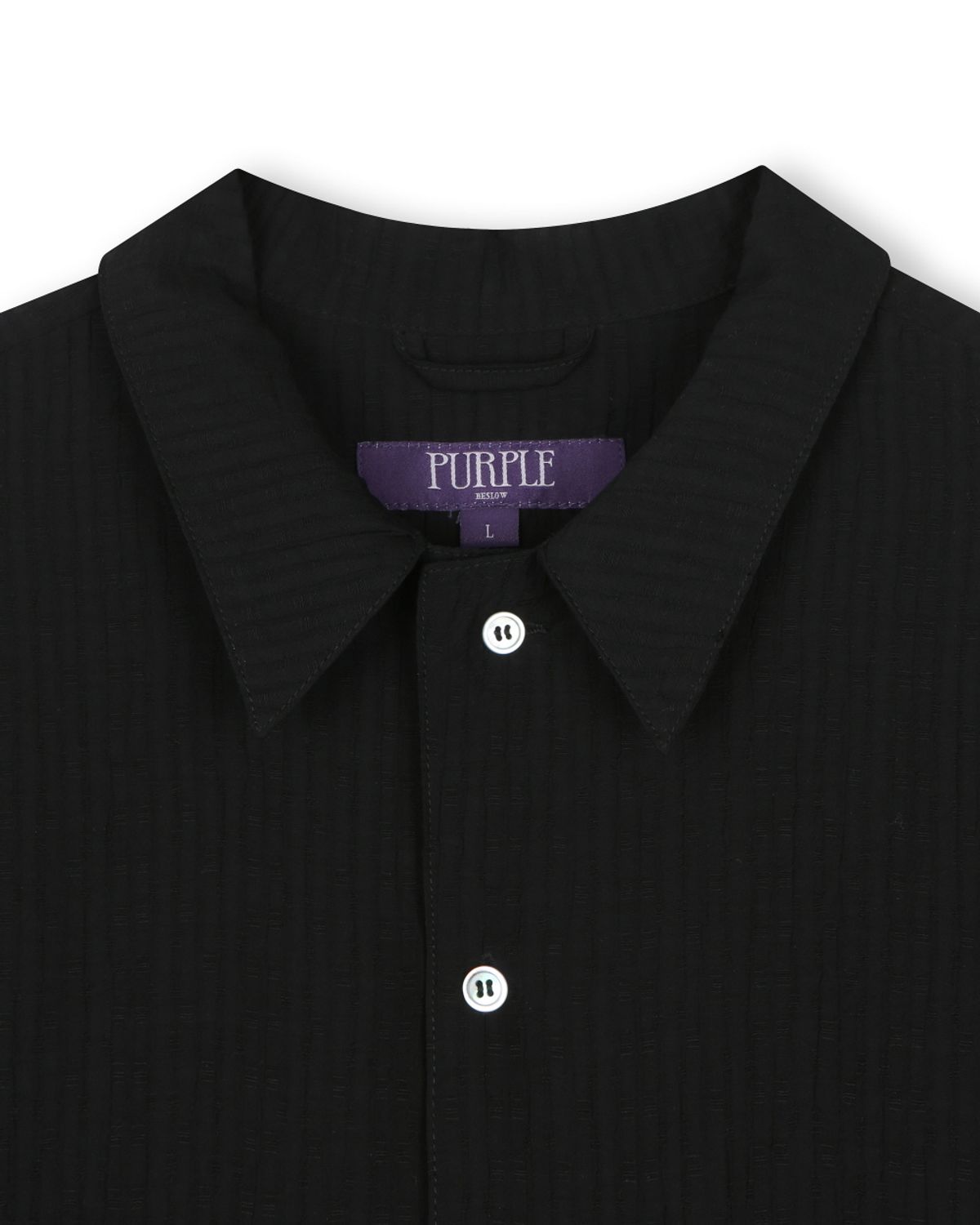 비슬로우(BESLOW) CRINKLE TEXTURE HALF SHIRTS BLACK