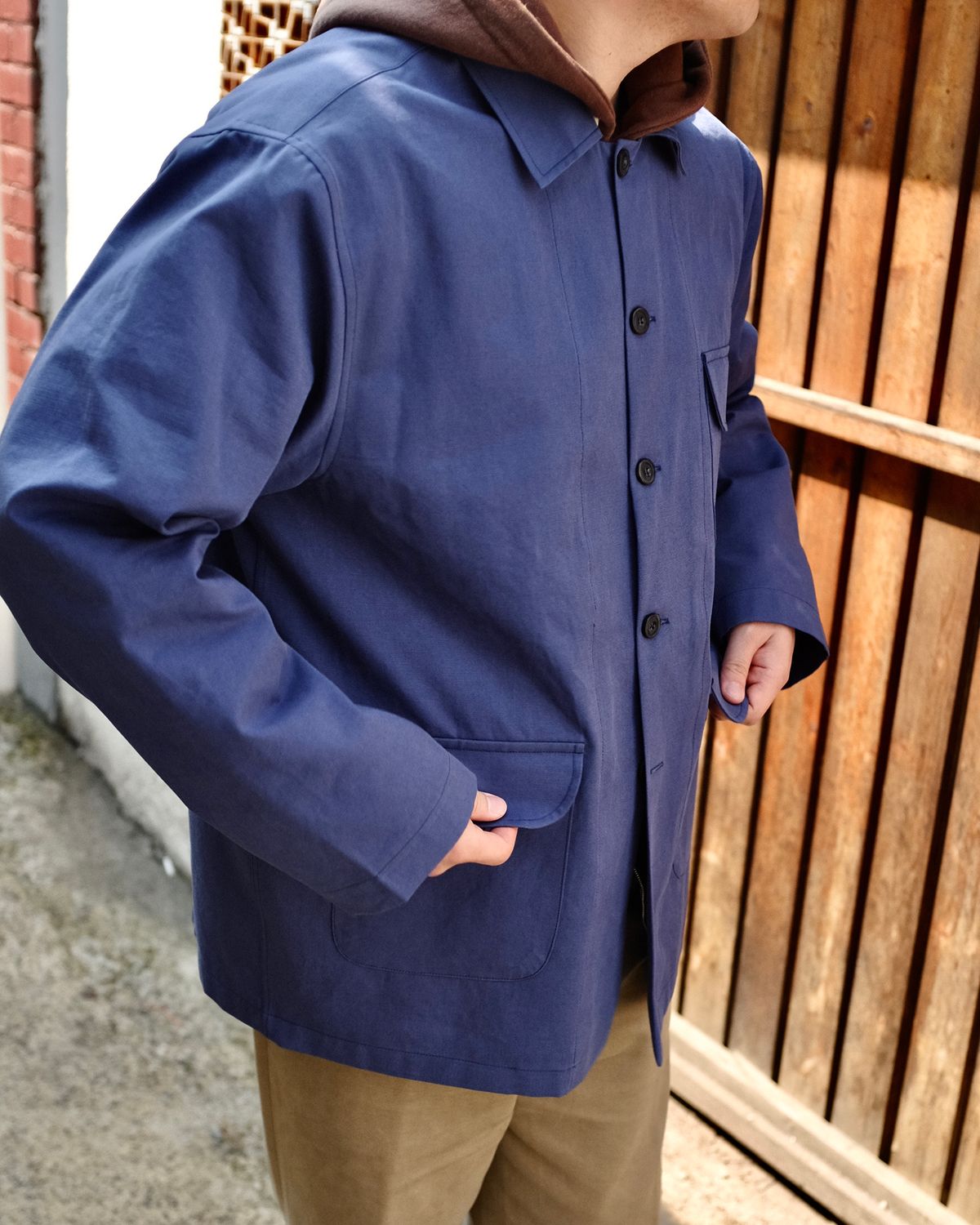 뗄라(TELA) French Blue Twill Cotton Shirt Jacket
