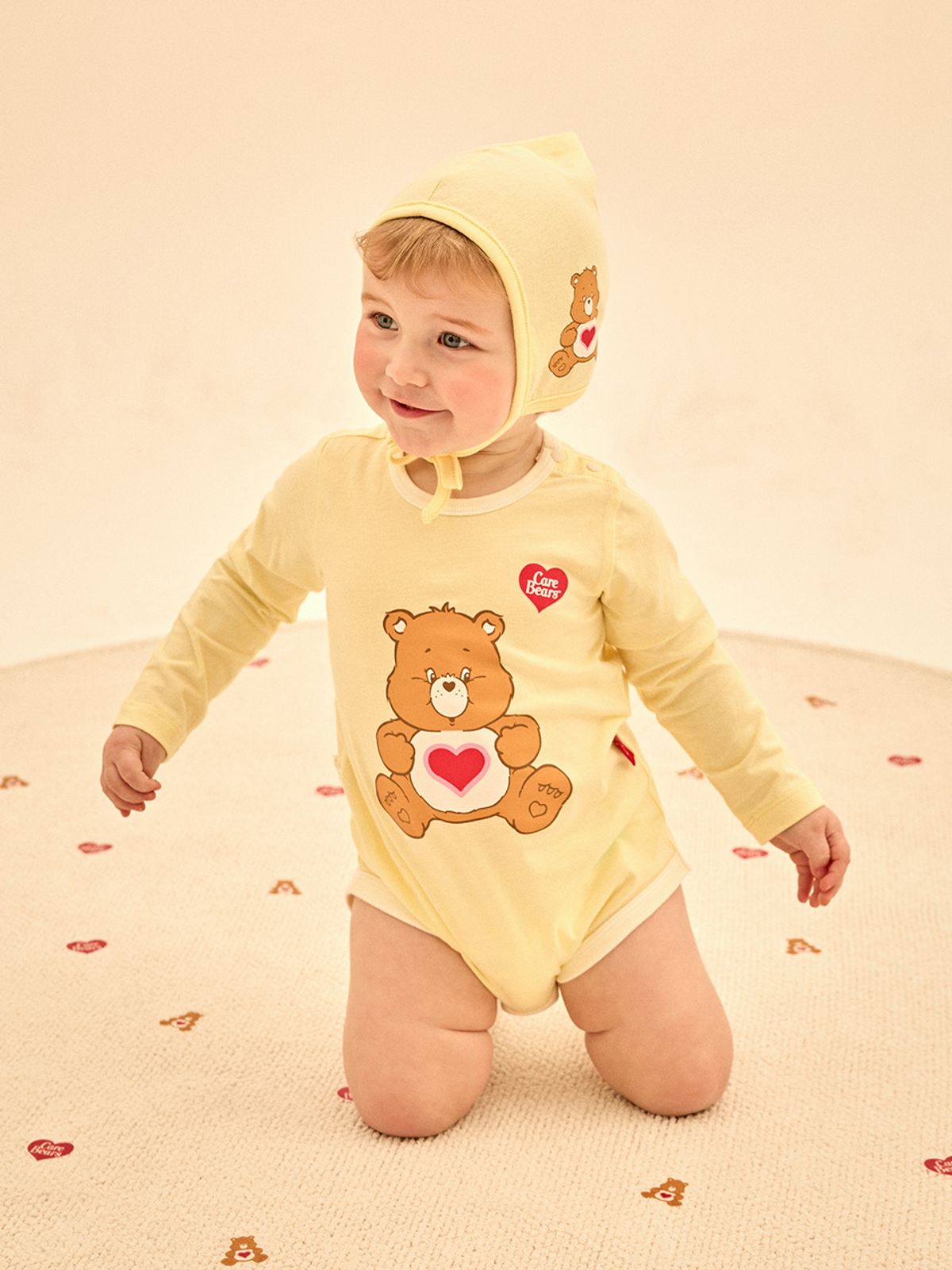케어베어(CAREBEARS) 출산/백일/돌 오가닉선물3종세트(실내복+바디수트+턱받이)+선물쇼핑백