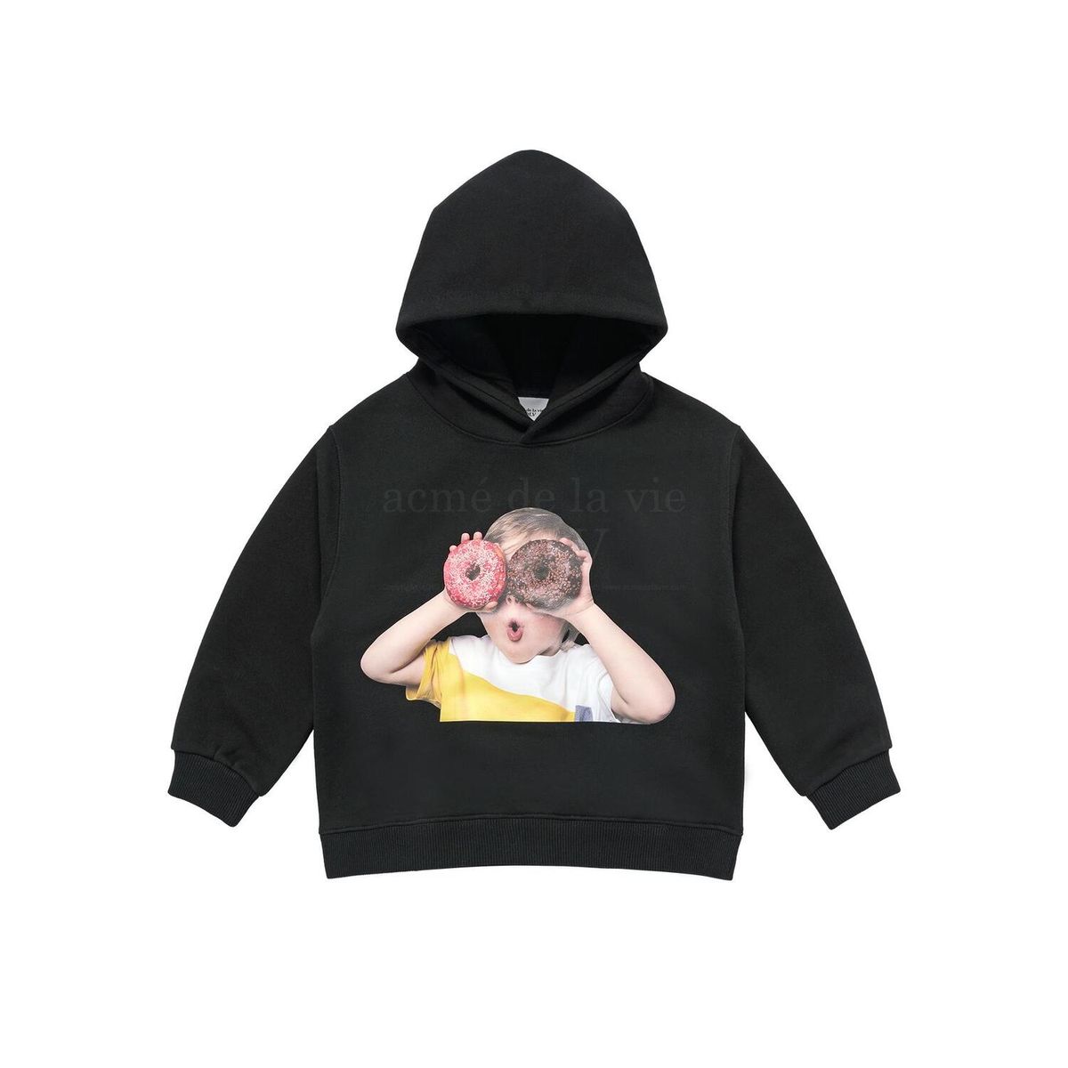 아크메드라비 키즈(acmedelaviekids) KIDS BABY FACE DOUNUT 1 HOODIE BLACK