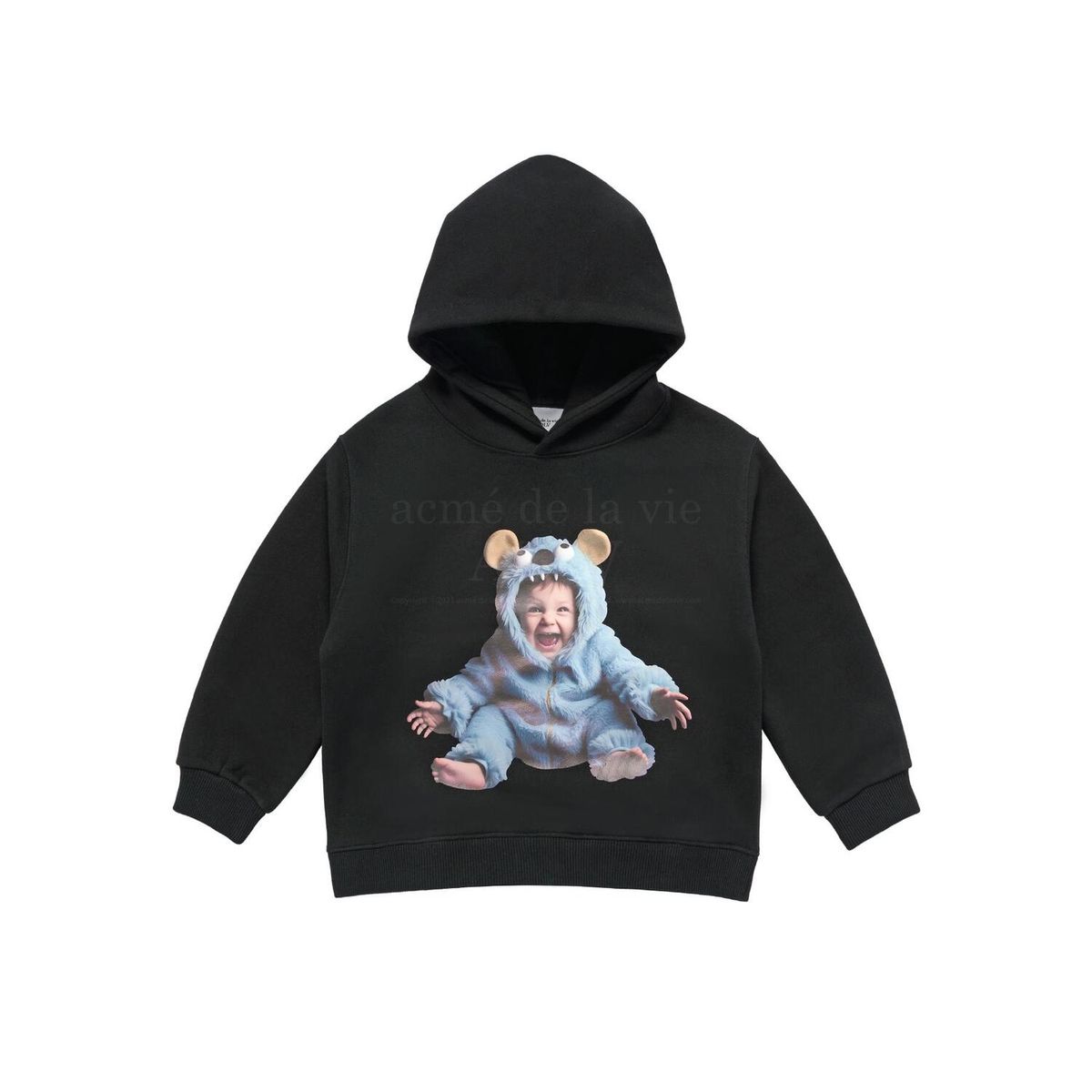 아크메드라비 키즈(acmedelaviekids) KIDS BABY FACE MONSTER BABY HOODIE BLACK
