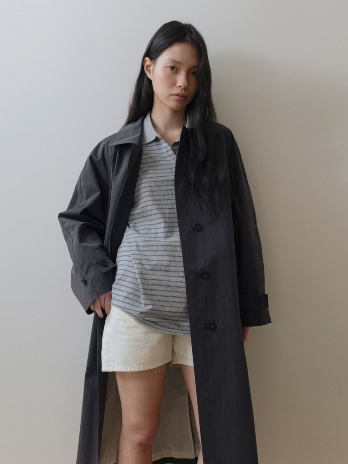 어나우트(UNNOUT) CLASSIC MAC TRENCH COAT CHARCOAL