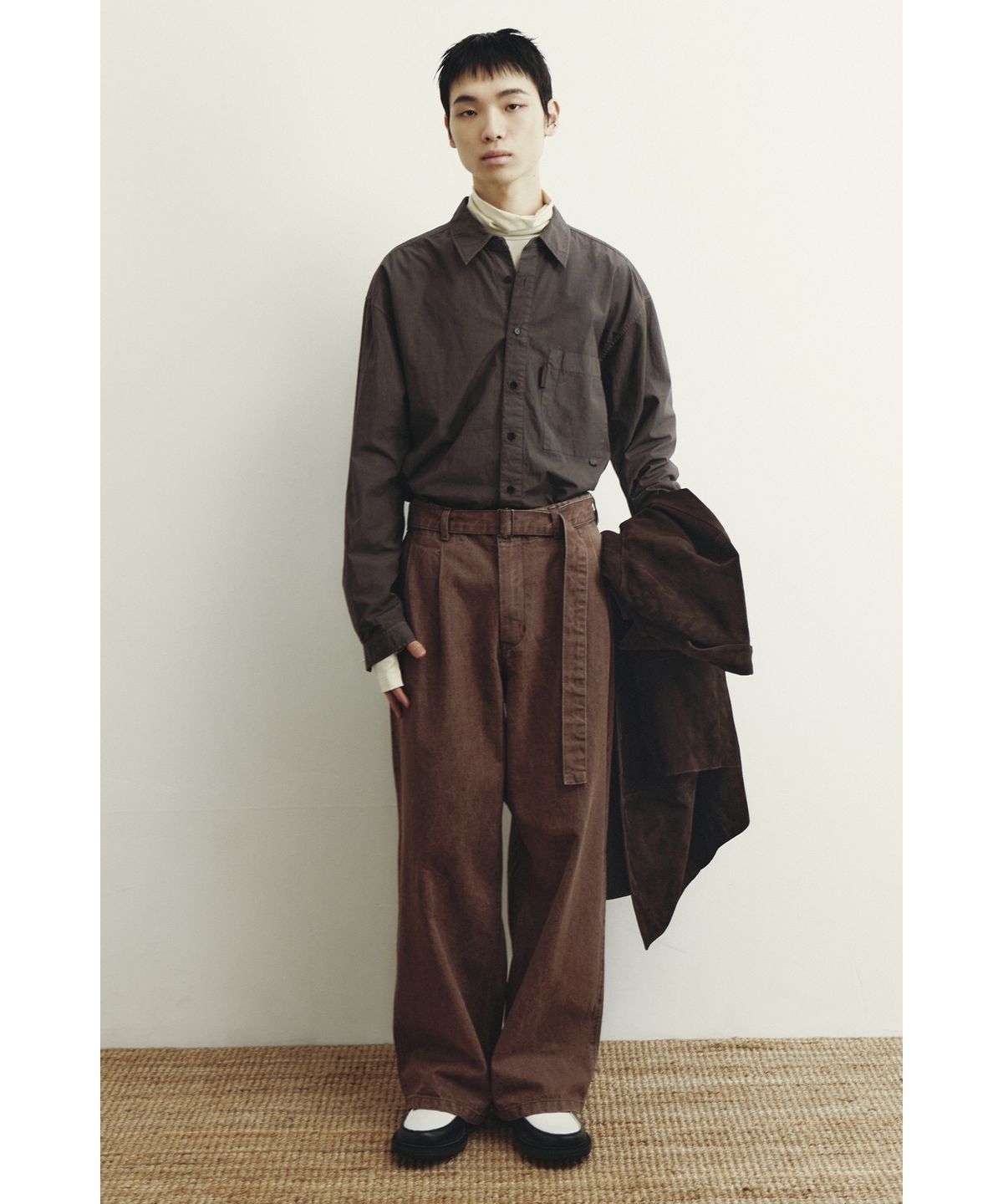 유스(YOUTH) Belted Denim Pants - Brown