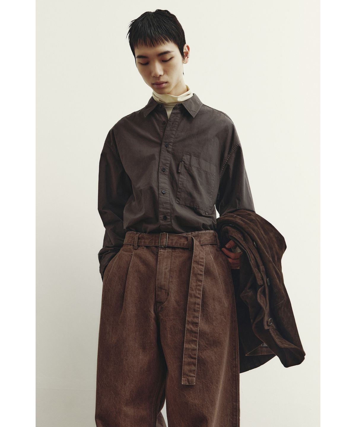 유스(YOUTH) Belted Denim Pants - Brown