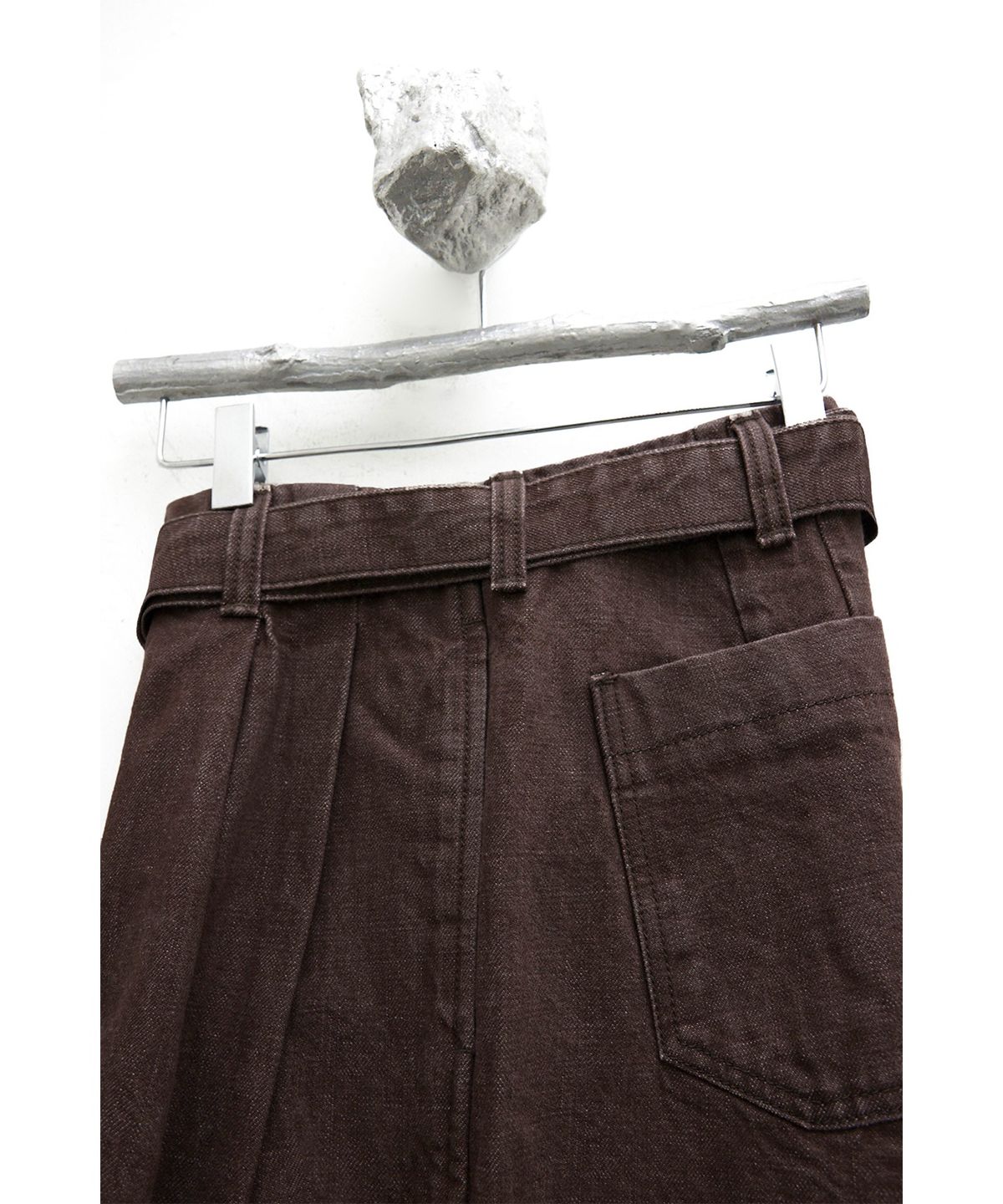 유스(YOUTH) Belted Denim Pants - Brown