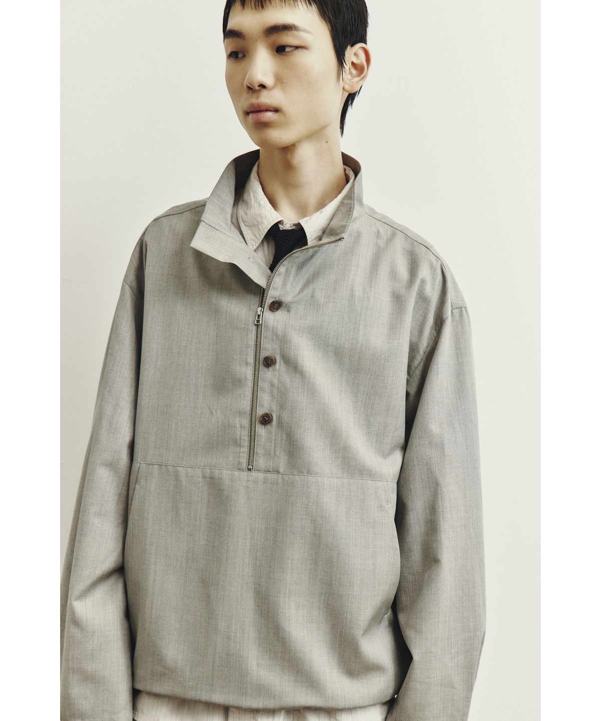유스(YOUTH) Buttoned Anorak - Light Grey