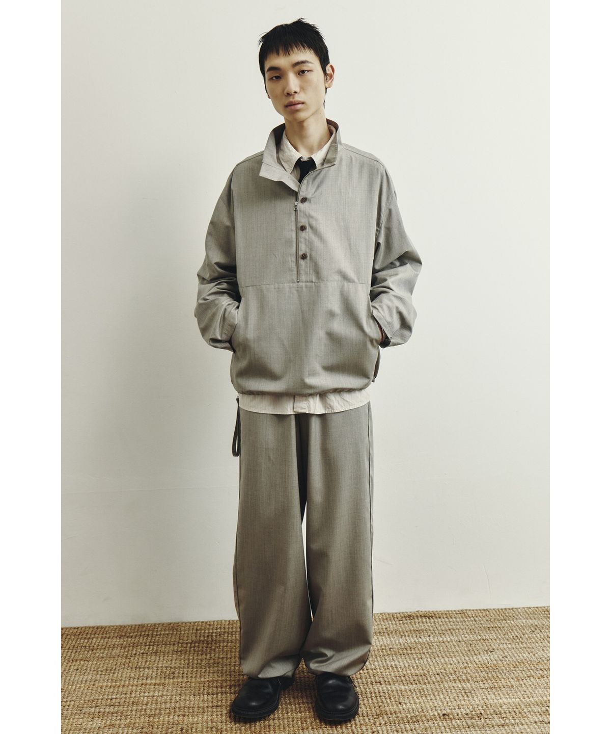 유스(YOUTH) Buttoned Anorak - Light Grey