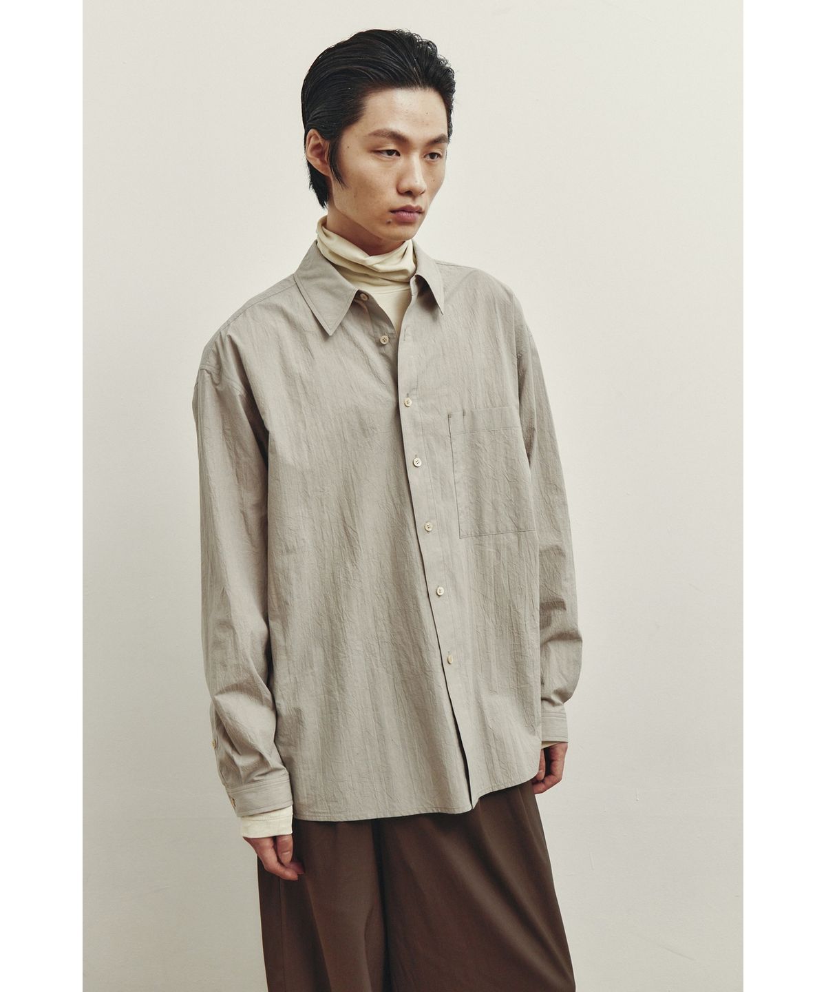 유스(YOUTH) Creased Loosed Shirt - Beige
