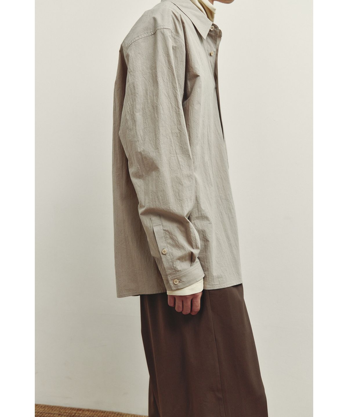 유스(YOUTH) Creased Loosed Shirt - Beige